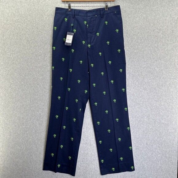 NWT Mens Lilly Pulitzer Palm Beach Size 36 x 32 Phipps Pants Navy Blue Palm Tree - Picture 1 of 14